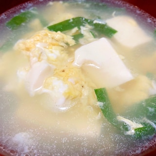 ニラ卵豆腐の中華スープ